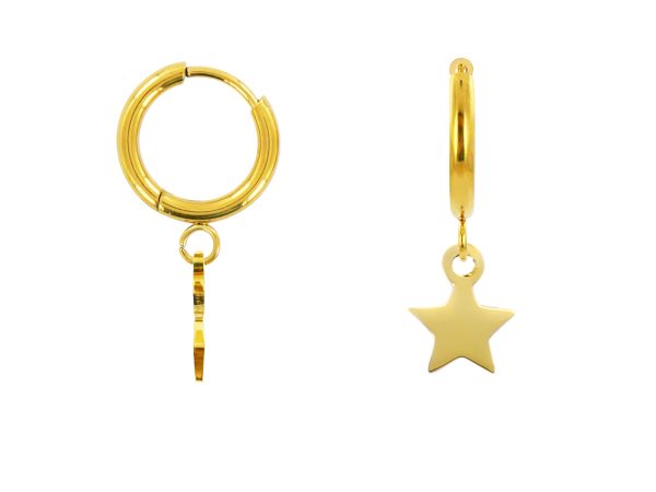 Créoles étoile en acier inoxydable doré