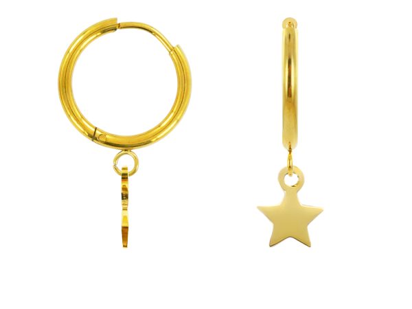 Créoles étoile en acier inoxydable doré