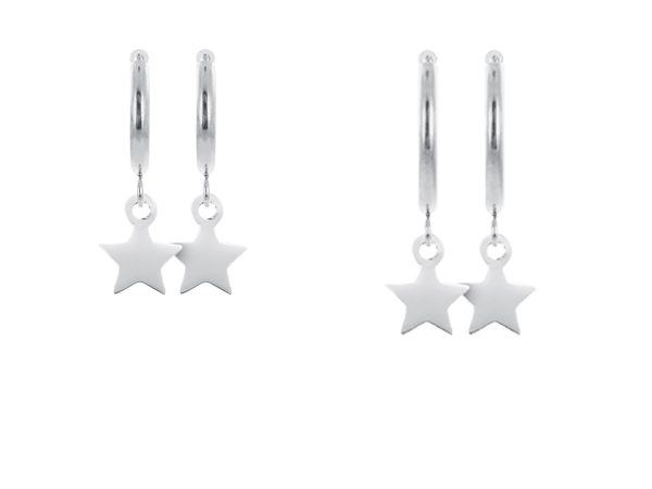 Créoles étoile en acier inoxydable argenté