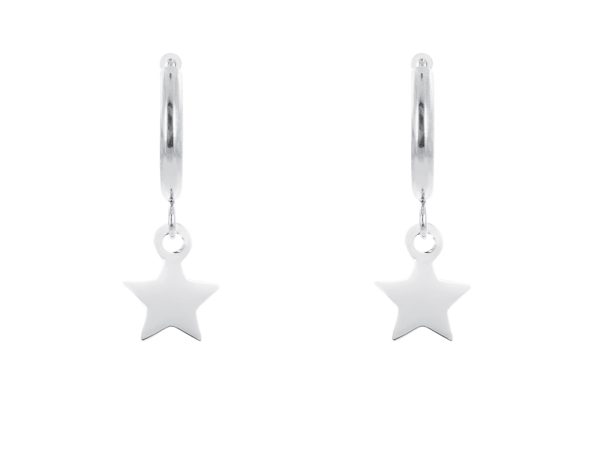 Créoles étoile en acier inoxydable argenté