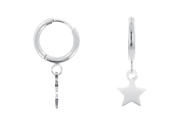 Créoles étoile en acier inoxydable argenté