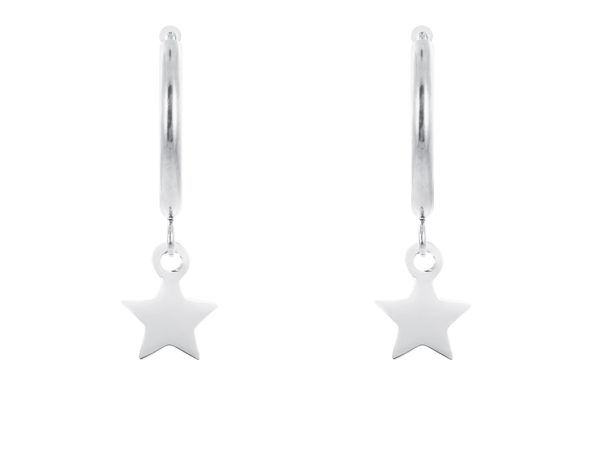 Créoles étoile en acier inoxydable argenté