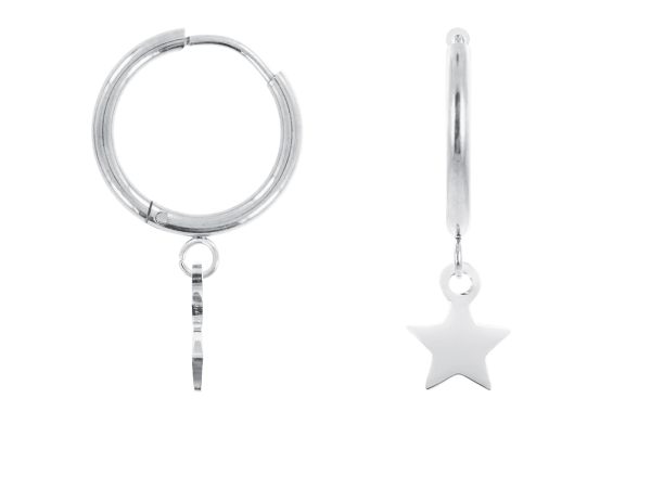 Créoles étoile en acier inoxydable argenté