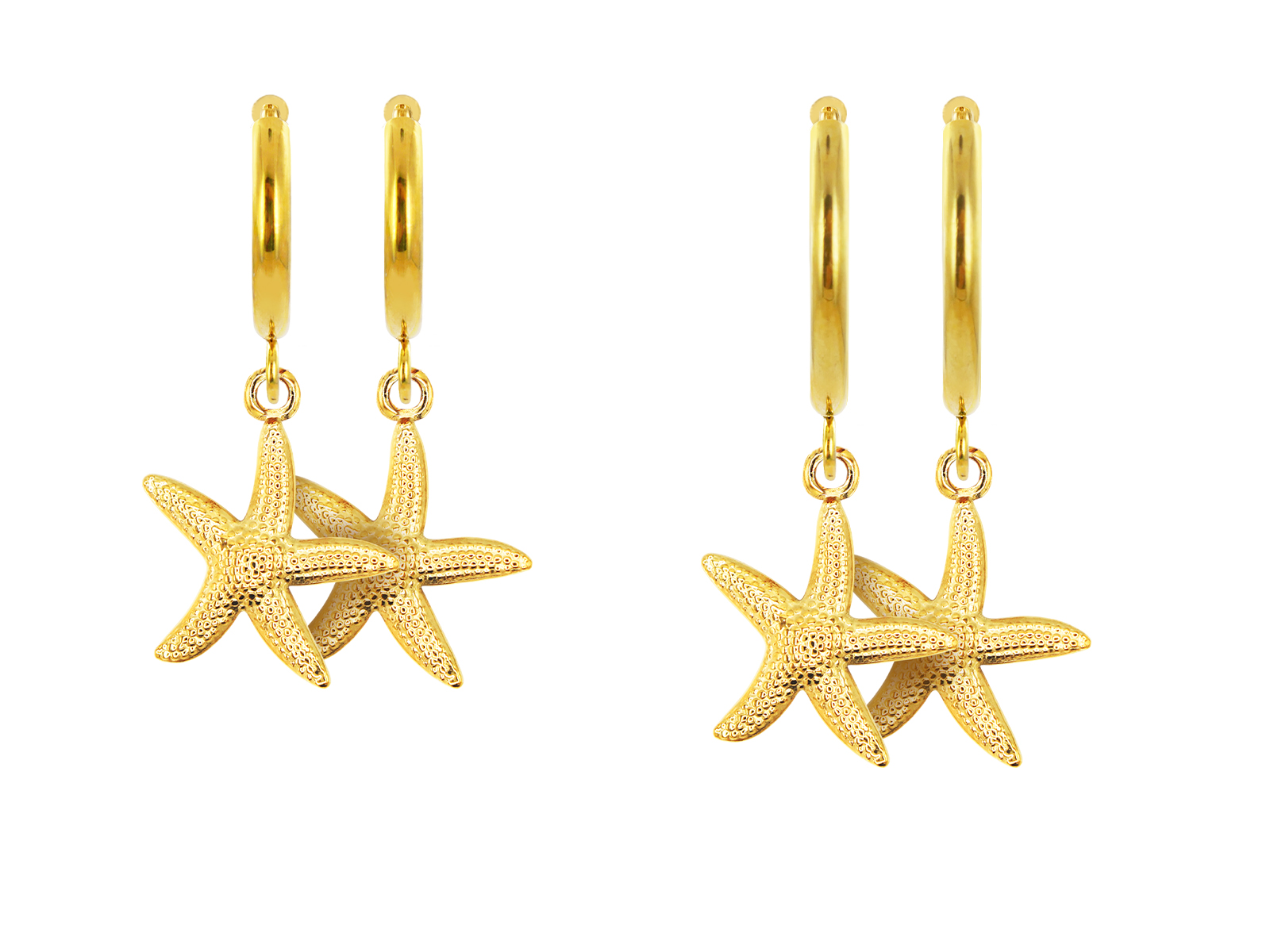 Créoles étoile de mer en acier inoxydable doré