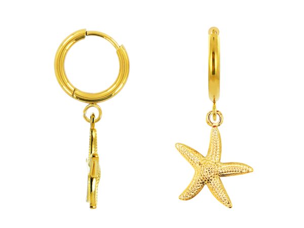 Créoles étoile de mer en acier inoxydable doré