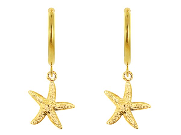 Créoles étoile de mer en acier inoxydable doré