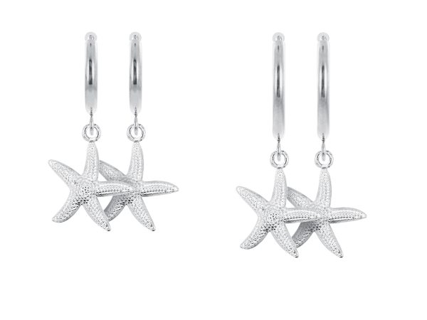 Créoles étoile de mer en acier inoxydable argenté