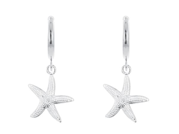 Créoles étoile de mer en acier inoxydable argenté