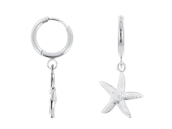 Créoles étoile de mer en acier inoxydable argenté