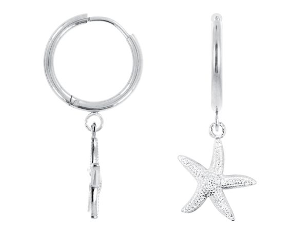 Créoles étoile de mer en acier inoxydable argenté