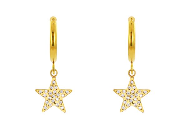 Créoles étoile oxydes de zirconium en acier inoxydable doré