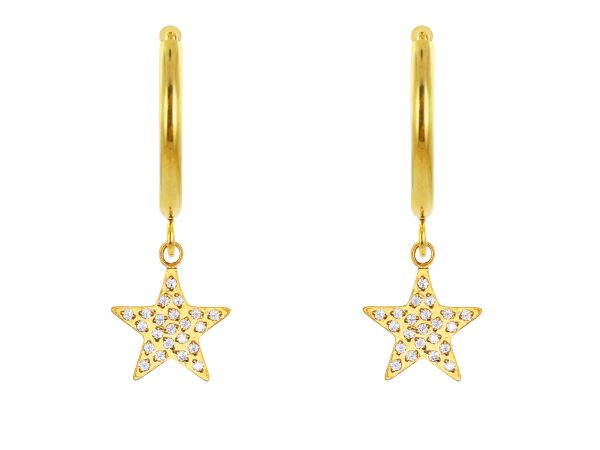 Créoles étoile oxydes de zirconium en acier inoxydable doré