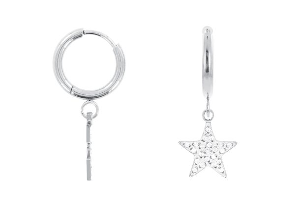 Créoles étoile oxydes de zirconium en acier inoxydable argenté