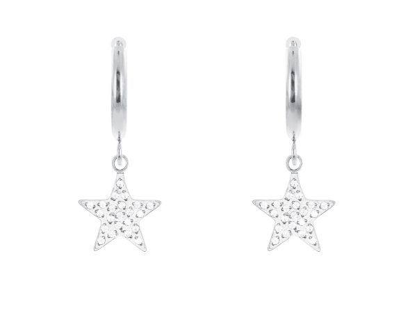 Créoles étoile oxydes de zirconium en acier inoxydable argenté