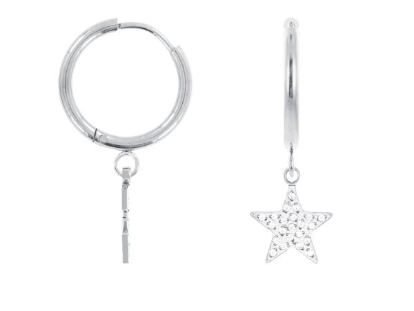 Créoles étoile oxydes de zirconium en acier inoxydable argenté