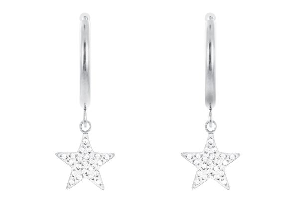 Créoles étoile oxydes de zirconium en acier inoxydable argenté