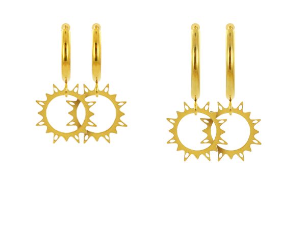 Créoles soleil en acier inoxydable doré