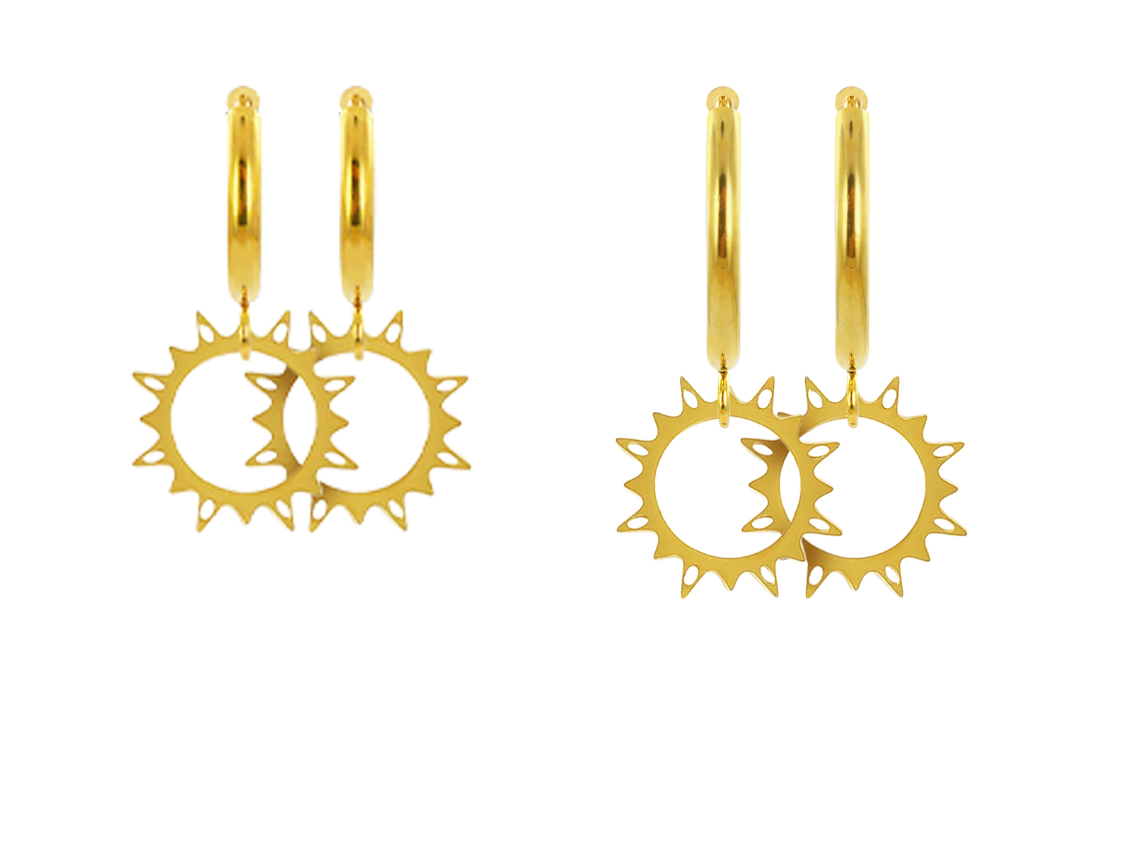 Créoles soleil en acier inoxydable doré