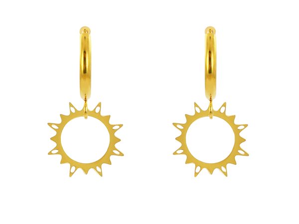 Créoles soleil en acier inoxydable doré