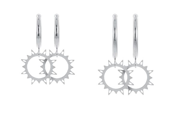 Créoles soleil en acier inoxydable argenté