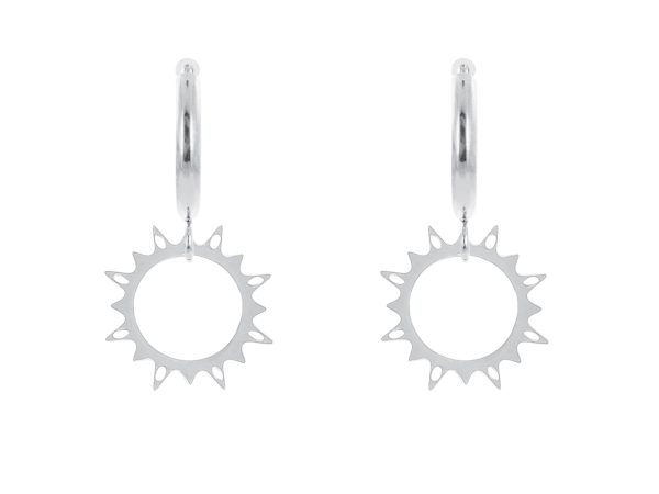 Créoles soleil en acier inoxydable argenté