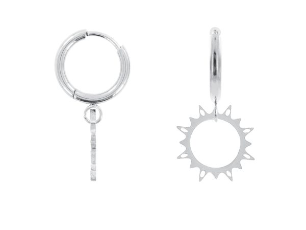 Créoles soleil en acier inoxydable argenté