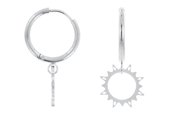 Créoles soleil en acier inoxydable argenté