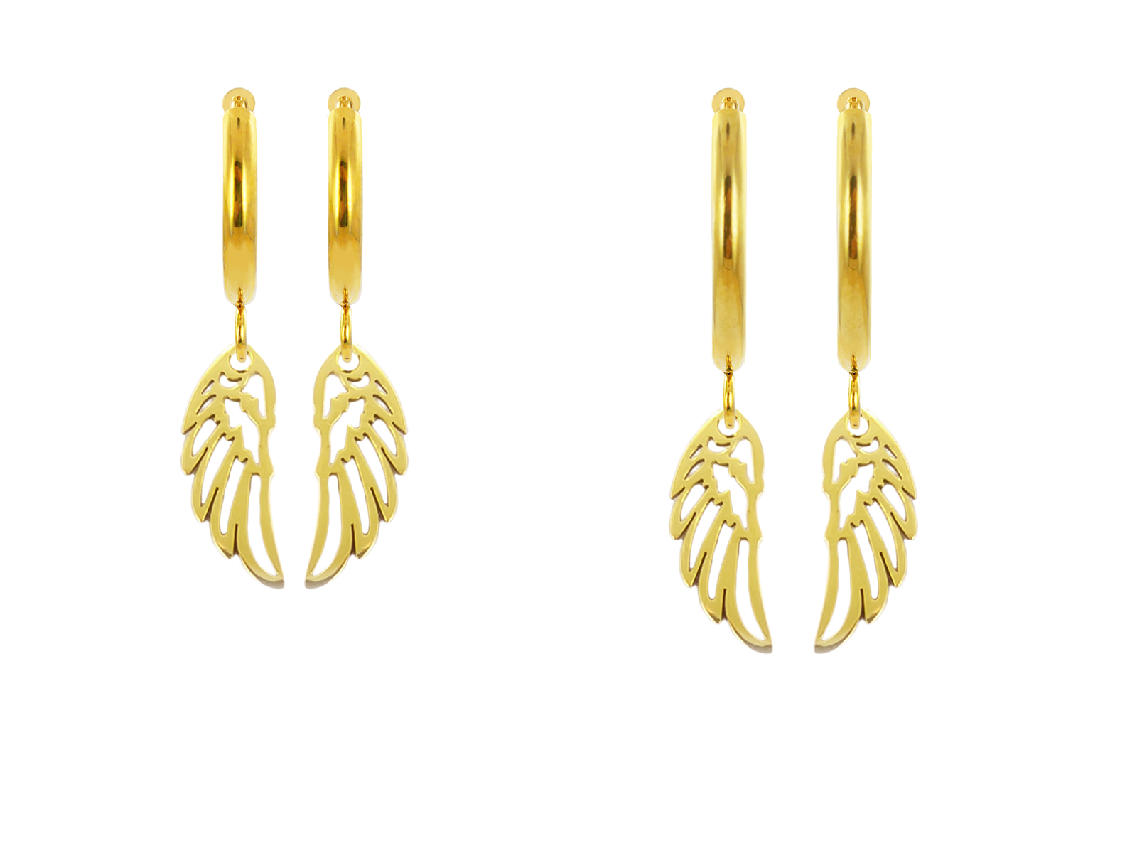 Créoles aile d'ange en acier inoxydable doré