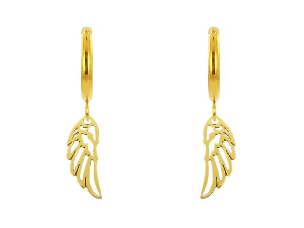 Créoles aile d'ange en acier inoxydable doré