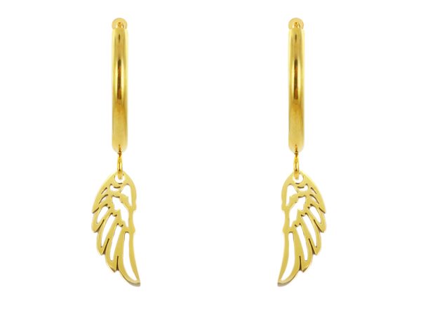 Créoles aile d'ange en acier inoxydable doré