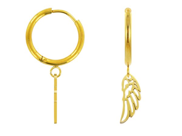 Créoles aile d'ange en acier inoxydable doré