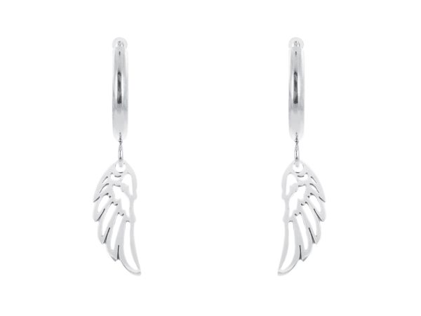 Créoles aile d'ange en acier inoxydable argenté