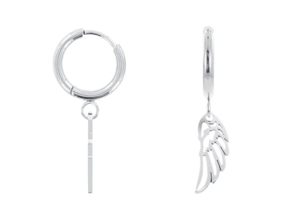 Créoles aile d'ange en acier inoxydable argenté