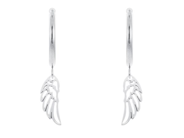 Créoles aile d'ange en acier inoxydable argenté