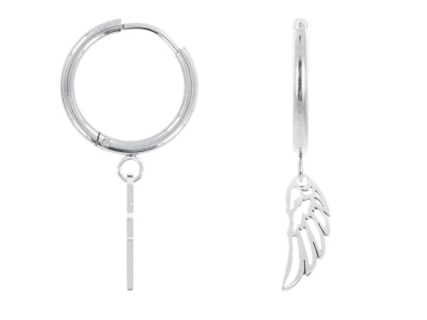 Créoles aile d'ange en acier inoxydable argenté