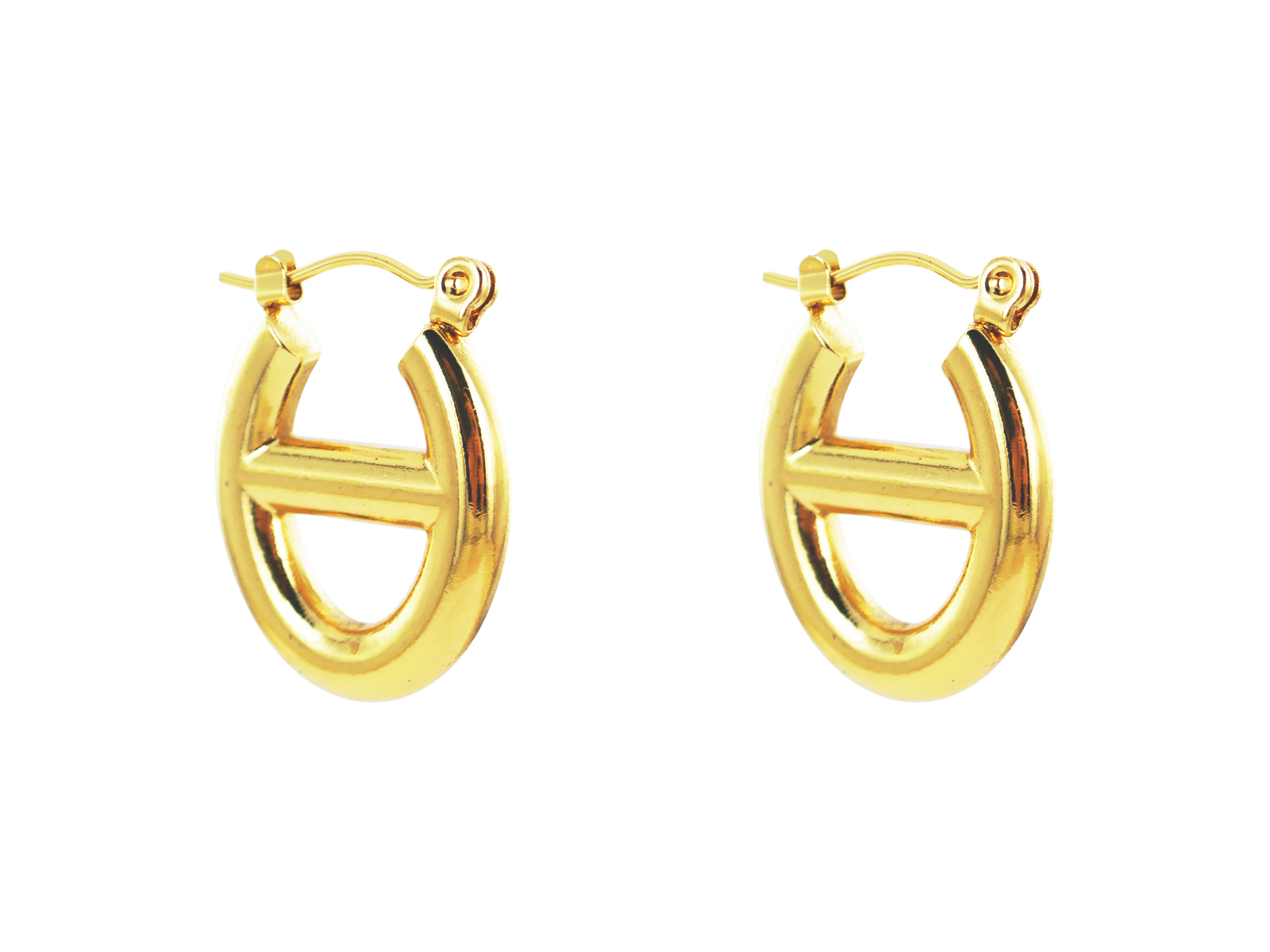 Créoles maille marine en acier inoxydable doré