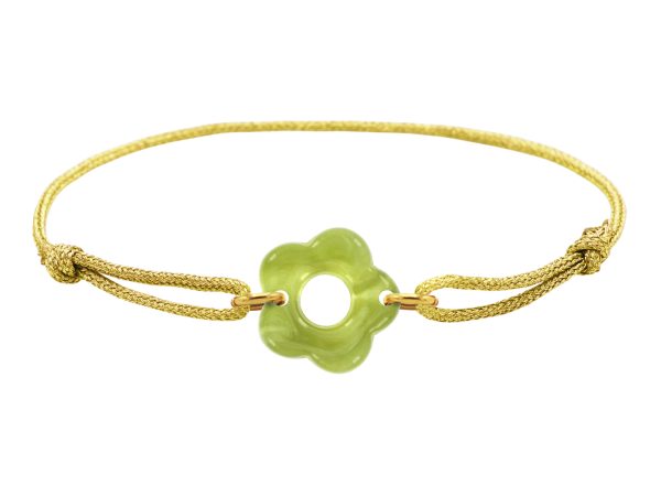 Bracelet ajustable cordon pailleté avec fleur colorée
