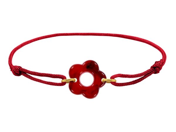 Bracelet ajustable cordon pailleté avec fleur colorée