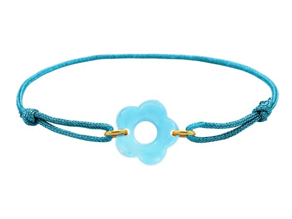 Bracelet ajustable cordon pailleté avec fleur colorée