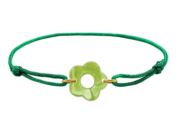 Bracelet ajustable cordon pailleté avec fleur colorée