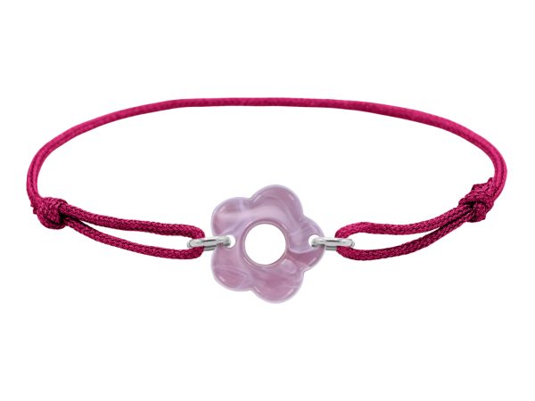 Bracelet ajustable cordon pailleté avec fleur colorée