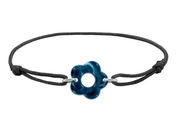 Bracelet ajustable cordon pailleté avec fleur colorée