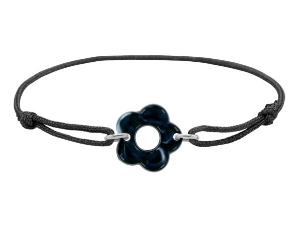 Bracelet ajustable cordon pailleté avec fleur colorée