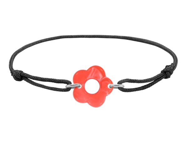 Bracelet ajustable cordon pailleté avec fleur colorée