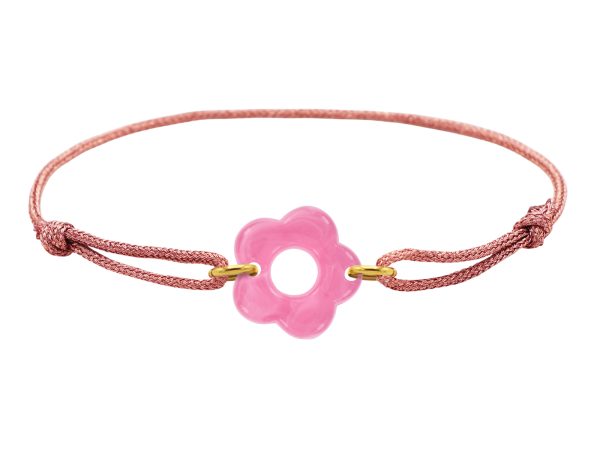 Bracelet ajustable cordon pailleté avec fleur colorée