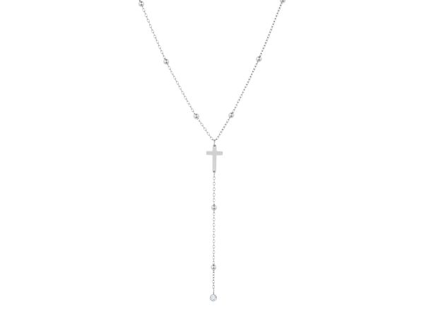 Collier cravate croix en acier inoxydable argenté