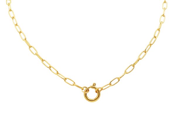 Collier maille XL avec fermoir à breloques en acier inoxydable doré