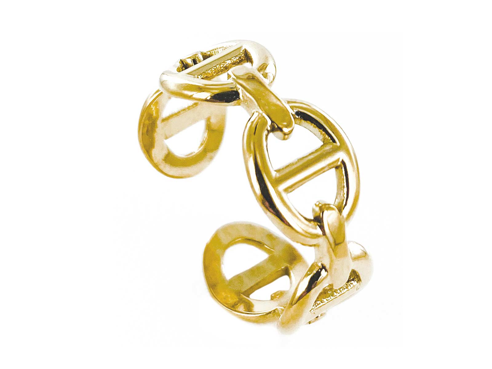 Bague ajustable "maille marine" en acier inoxydable