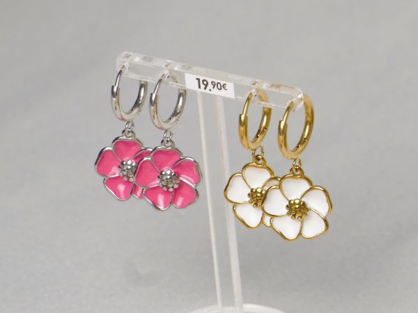 Prêt à vendre Création EMOTIONAL 22 Bijoux fleur de Sakura (4 colliers/4 Bracelets /4 Bagues/2 paires de Boucles d'oreilles/8 joncs) en acier inoxydable argenté et doré / Support offert