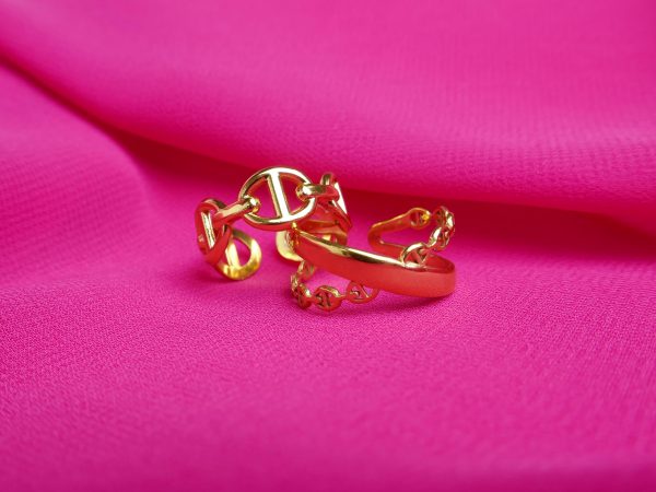 Bague ajustable "maille marine" en acier inoxydable